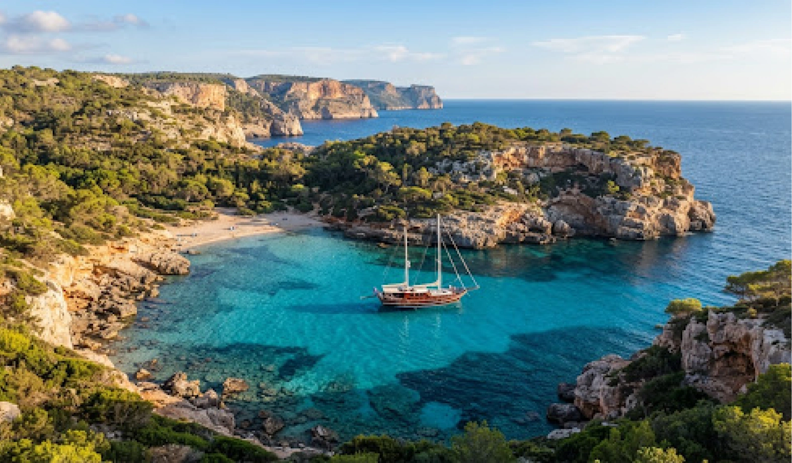Calas vírgenes de aguas turquesas en Baleares